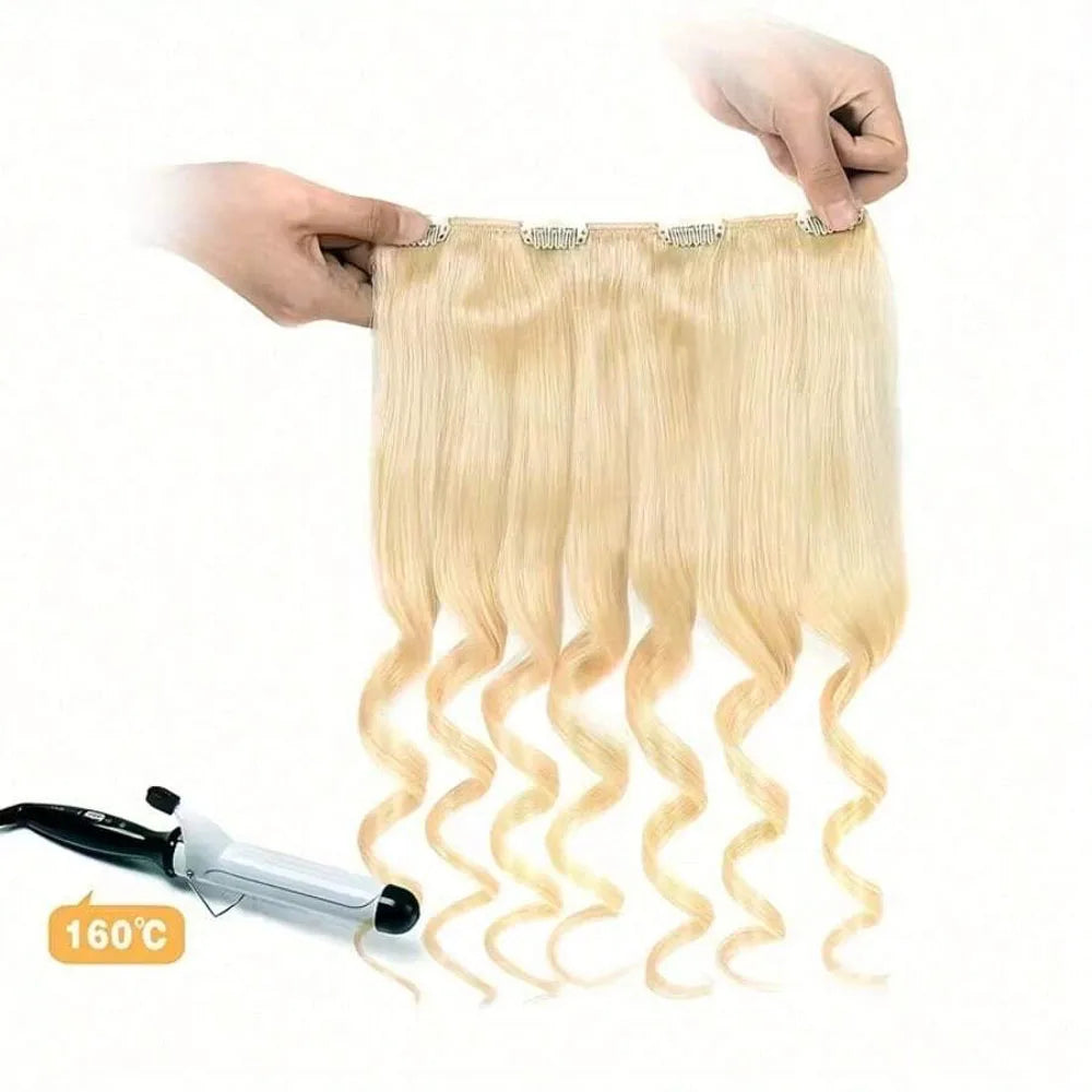 8pcs Clip In Hair Extensions Real Human Hair Clip Ins Human Hair Extension With 18 Clips Double Weft For Women Blonde Color #613