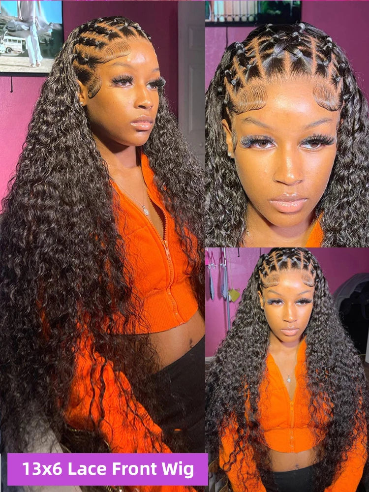 200% Real Density Curly ≥98% Human Hair Wigs 13x4 13x6 360 Hd Transparent Lace Front Wigs Deep Wave Lace Frontal Wig Water Wave