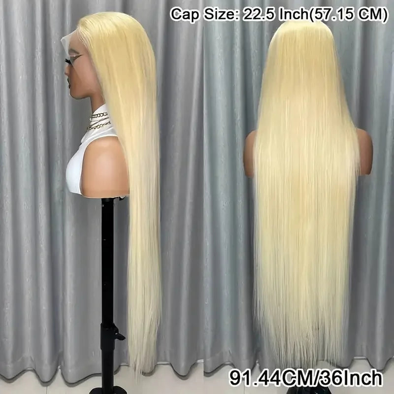 40Inch Straight Blonde 613 Blonde Human Hair Lace Frontal Wig 13x6 Transparent Blonde Lace Front Wigs Pre Plucked Human Hair Wig
