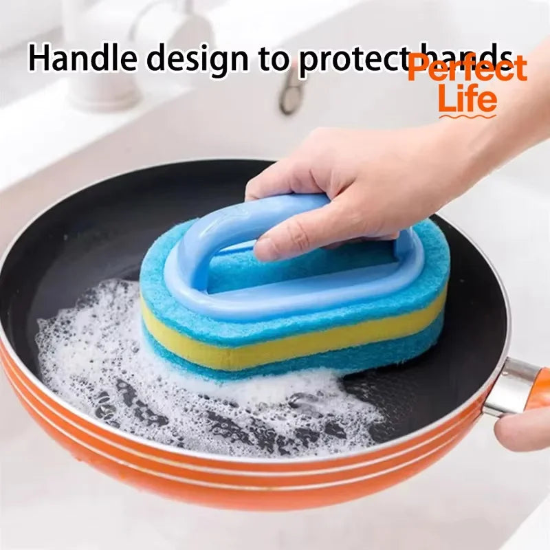 1PC Kitchen Cleaning Brush with Handle - Pot Washing High-Density Thick Scouring Pad Ceramic Tile Wall Cleaning Brush