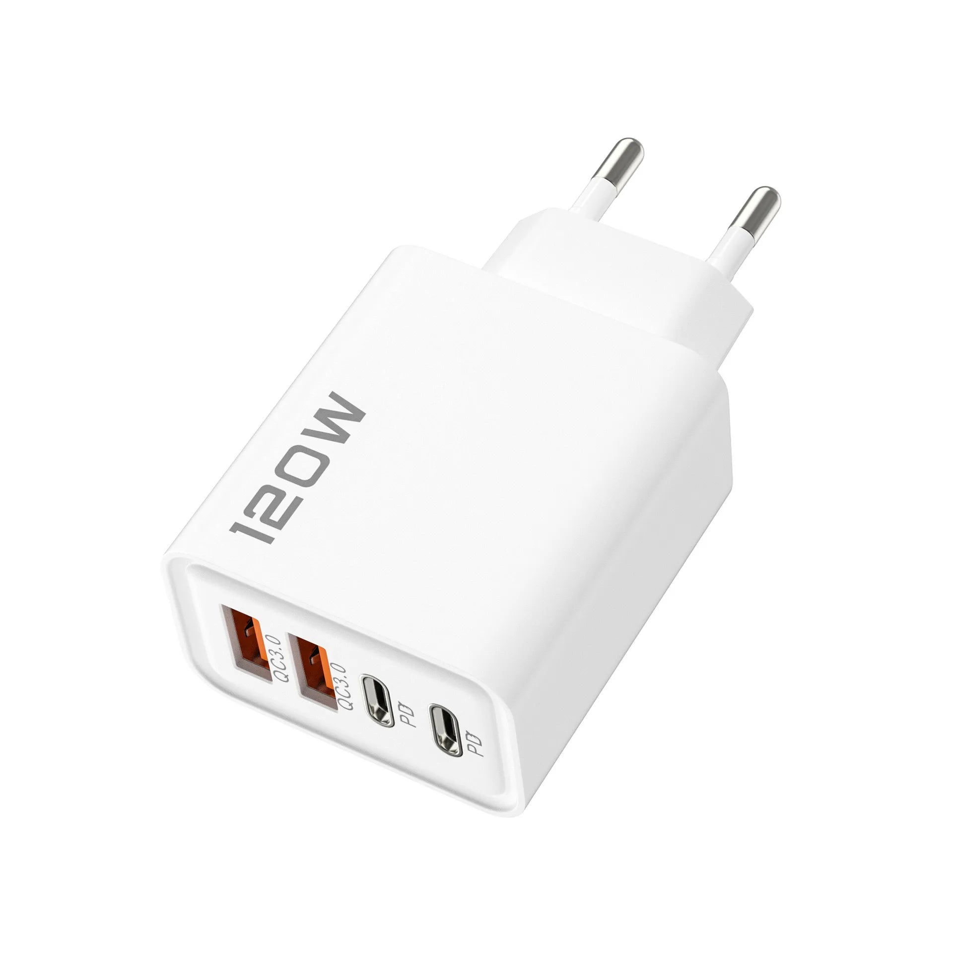 4 Port USB Charger Total 120W Fast Charging EU/US/UK Plug Wall Charger Mobile Phone Power Adapter For Phone Charge Type C Cable