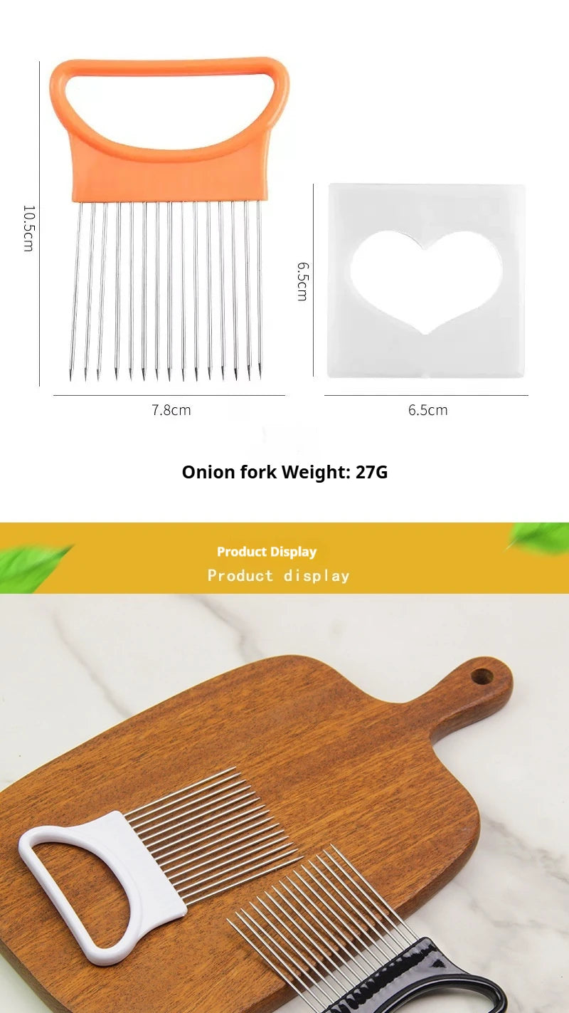 Effortlessly Slice Onions with this 1pc Colorful Onion Slicer Kitchen stainless steel potato chip onion holder