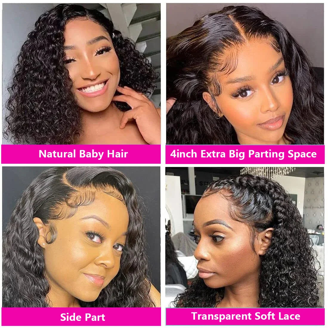 13x4 Lace Closure Wig 100% Human Hair Wig Deep Curly Wig Jerry Curly Short Bob Wig With Baby Hair Deep Wave Double Draw Wig For Black Women