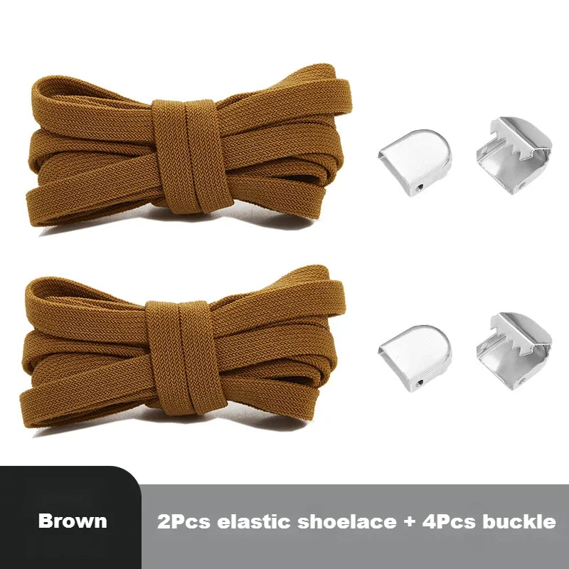 1 Pair Flat Elastic No-Tie Shoe Laces for Sneakers Tennis Shoes Quick Clip-On Shoelaces Accessories for Kids & Adults