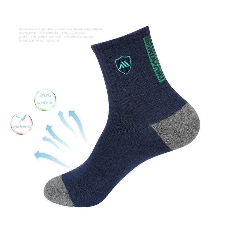 5 Pairs Men's Comfortable Breathable Crew Socks Soft Warm Elastic Sports Socks for Spring Autumn Winter Daily Casual Wear