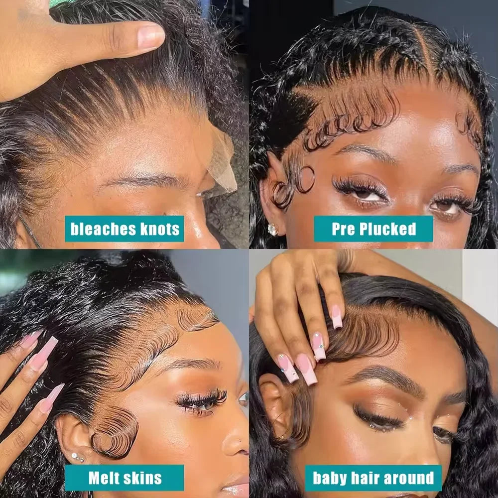 Burmese Curly Human Hair Wigs 220% Density 13x4 Lace Frontal Human Hair Wigs 30 40 Inch Natural Color 13x6 Hd Lace Front Wigs