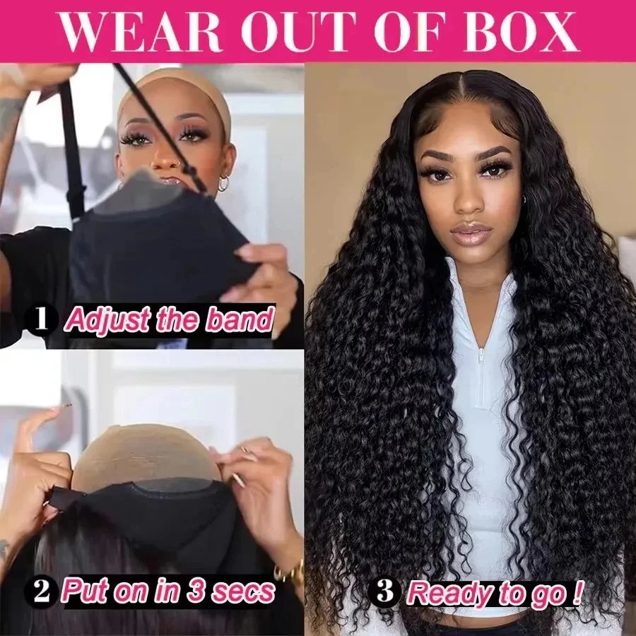 Glueless Wigs Human Hair Wear and Go Deep Wave 13x4 13x6 Lace Frontal Wig PrePlucked Curly Human Hair Ready To Wear 5x5 Lace Closure Wig Vietnamese Hair