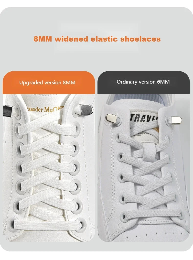 1 Pair Flat Elastic No-Tie Shoe Laces for Sneakers Tennis Shoes Quick Clip-On Shoelaces Accessories for Kids & Adults