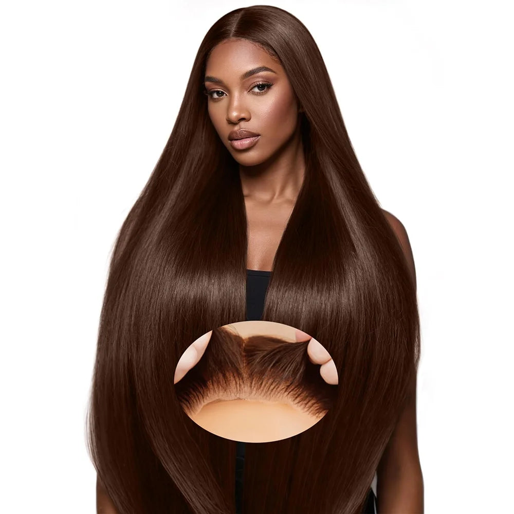 Chocolate Brown Wig Straight 13x6 HD Lace Frontal Wigs Human Hair 4# Brazilian 13x4 HD Lace Front Human Hair Wigs For Women