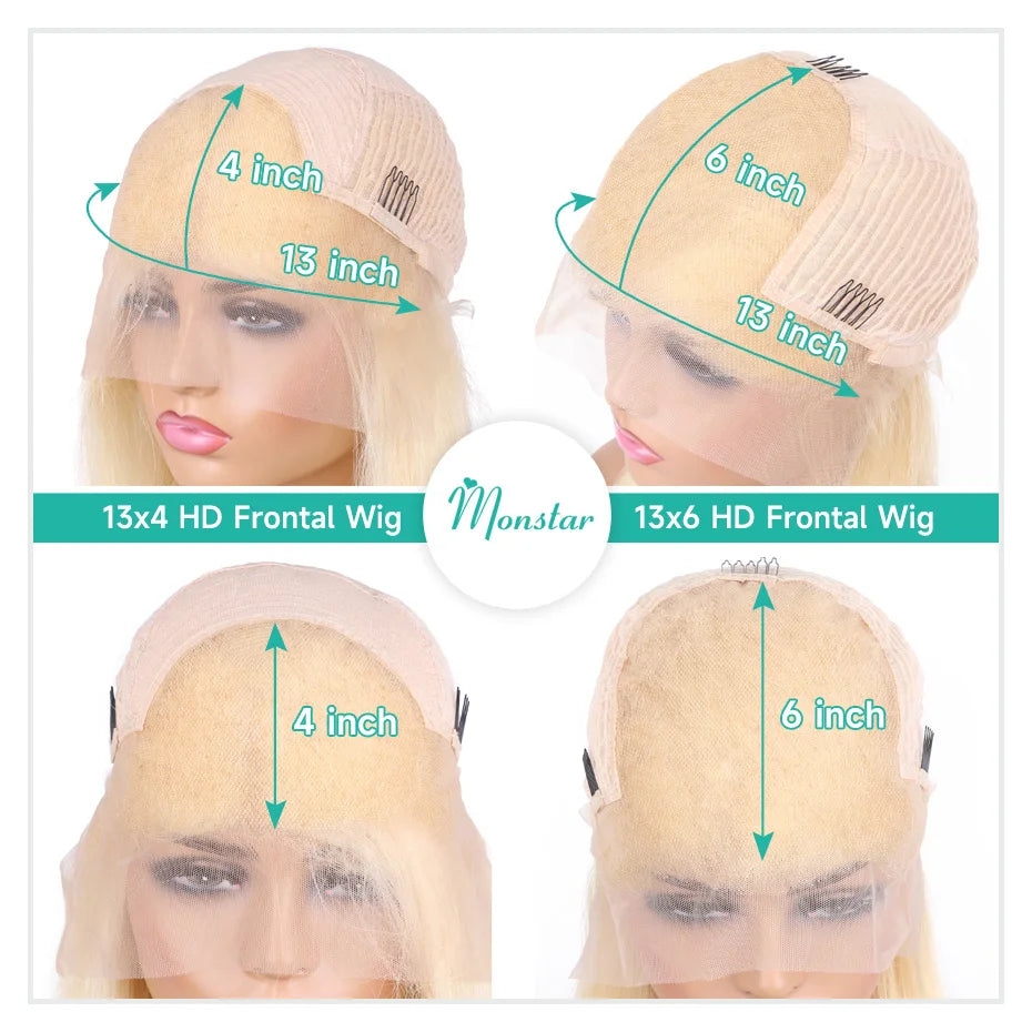 13x4 13x6 613 HD Blonde Bob Hair Wig Human Hair Lace Frontal Wig Brazilian Straight Bob Wig Lace Front Human Hair Wigs For Women