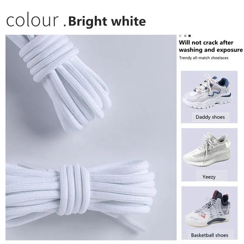 1 Pair New Round Shoe laces for Sneakers Yezy 350 Original Shoelaces for Shoes Polyester Solid Off White Laces Sport Shoestrings