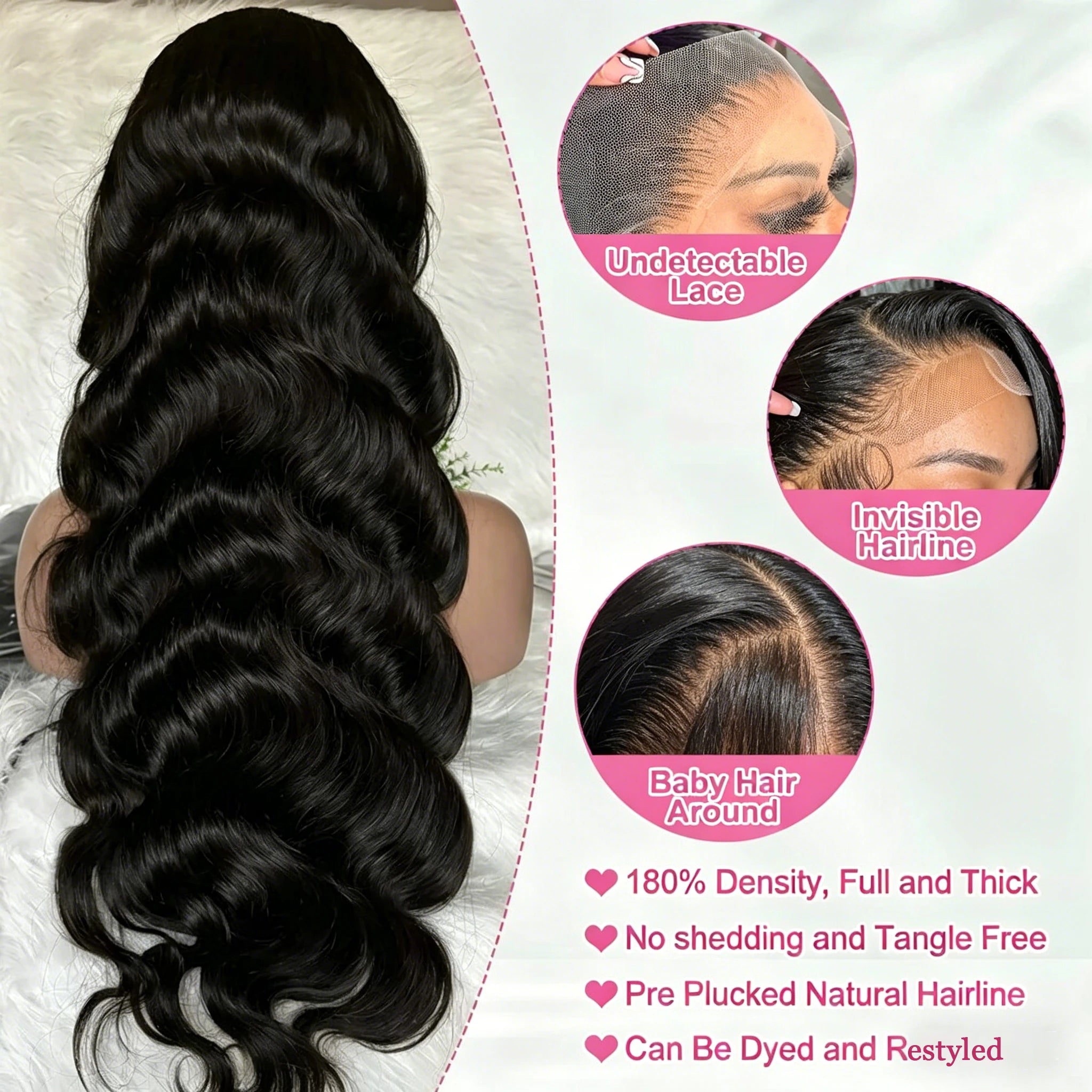 Brazilian Natural Body Wave Virgin Human Hair Wig HD Lace Frontal Closure 360 Wig 13x4 13x6 5x5 180% 200% Density 16-40 Inch Pre Bleached Knots