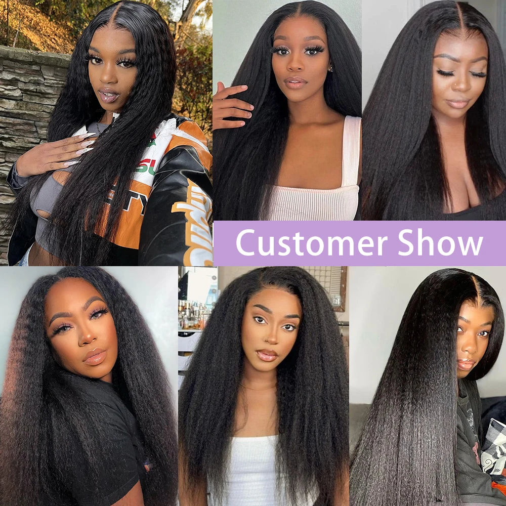 16-32 Inch Kinky Straight V Part Wig Machine Wig Human Hair Yaki Straight Machine Remy Hair Wigs V Part Wig Machine Wigs