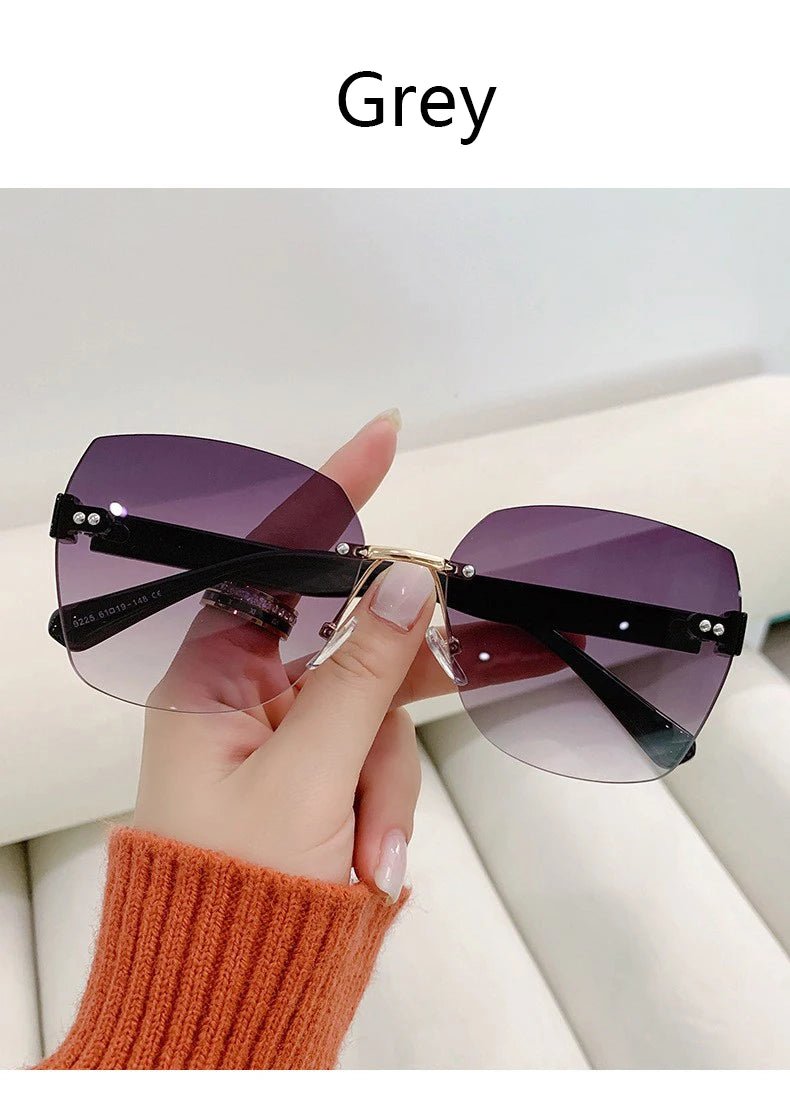 Women's Irregular Frameless Sunglasses; Daily Korean Fashion Multi-sided Polygon Driving Sun Glasses For Sun Protection 9225