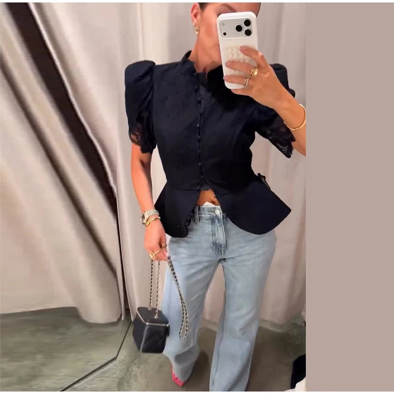 Solid Color Jacquard Glossy Satin Tops Women Chic Stand Collar Single Breasted Slim Fit Short Coats 2026 Lady Daily Outwear New