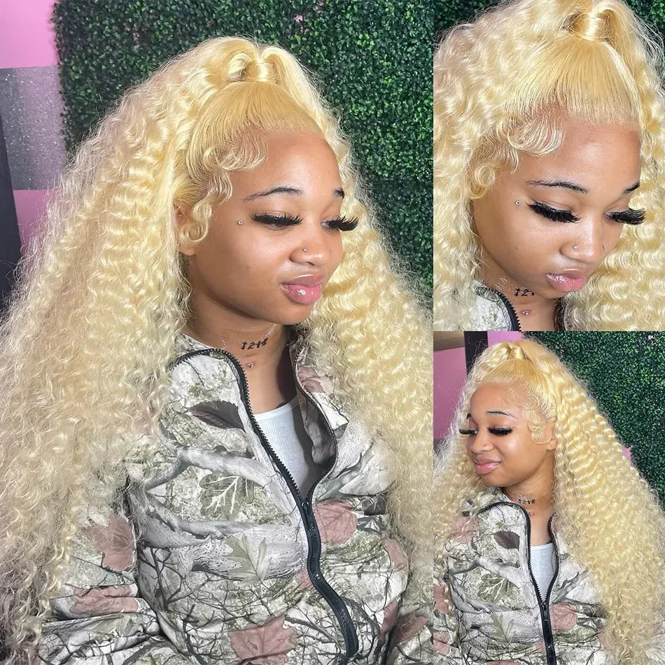 13x6 HD 613 Honey Blonde Deep Wave Lace Frontal Wigs 30 Inch Transparent Brazilian 13x4 Curly Colored Lace Front Human Hair Wigs