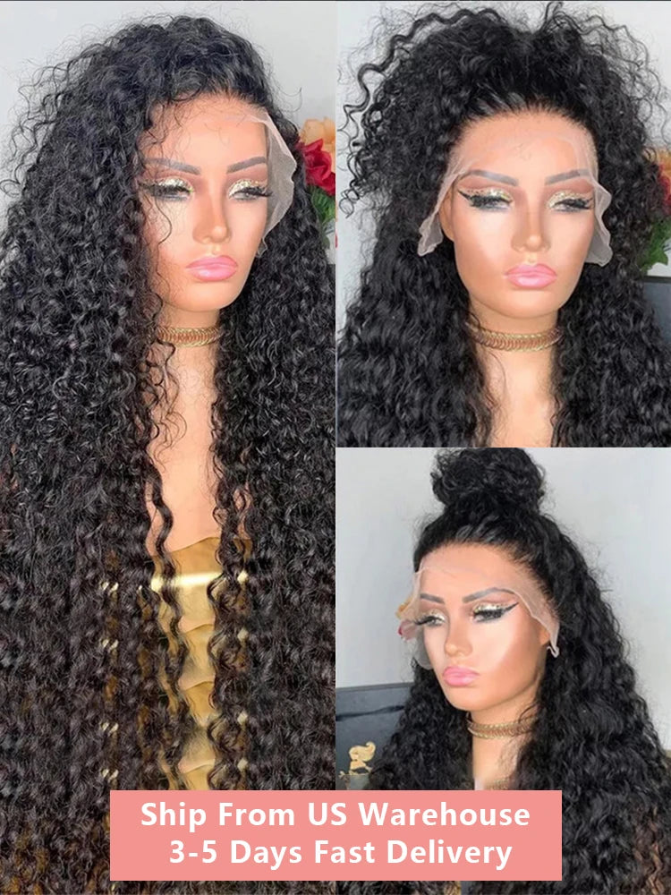 200% Real Density Curly ≥98% Human Hair Wigs 13x4 13x6 360 Hd Transparent Lace Front Wigs Deep Wave Lace Frontal Wig Water Wave