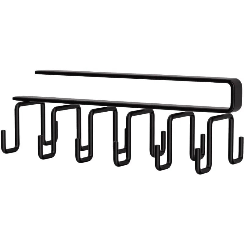 Household Kitchen Cabinet Bottom Shelf Hanging Hook, Non Perforated Cloth Rack, 6-Hook Organizing Rack, Spatula Hanging Rack