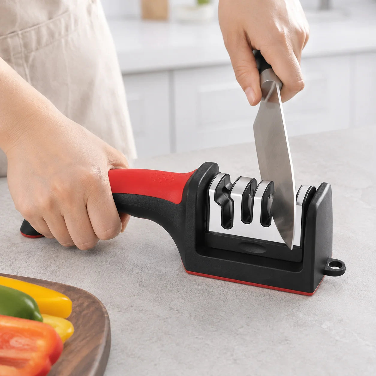 4-Segment Knife Sharpener Knife Sharpeners for Kitchen Knives Stainless Steel Three-Purpose Sharpening Stone for Kitchen Tools