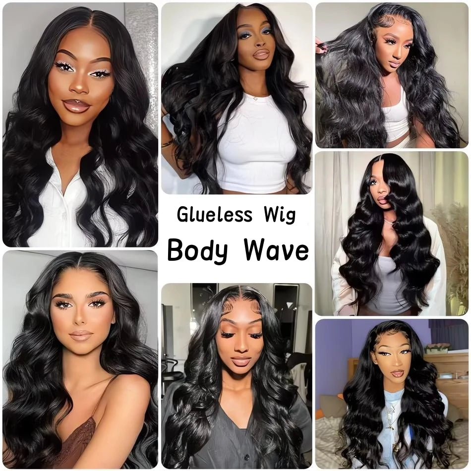 210 Density Glueless Wigs Human Hair Body Wave Lace Front Wigs Human Hair Pre Plucked 4x4 HD Lace Frontal Wigs