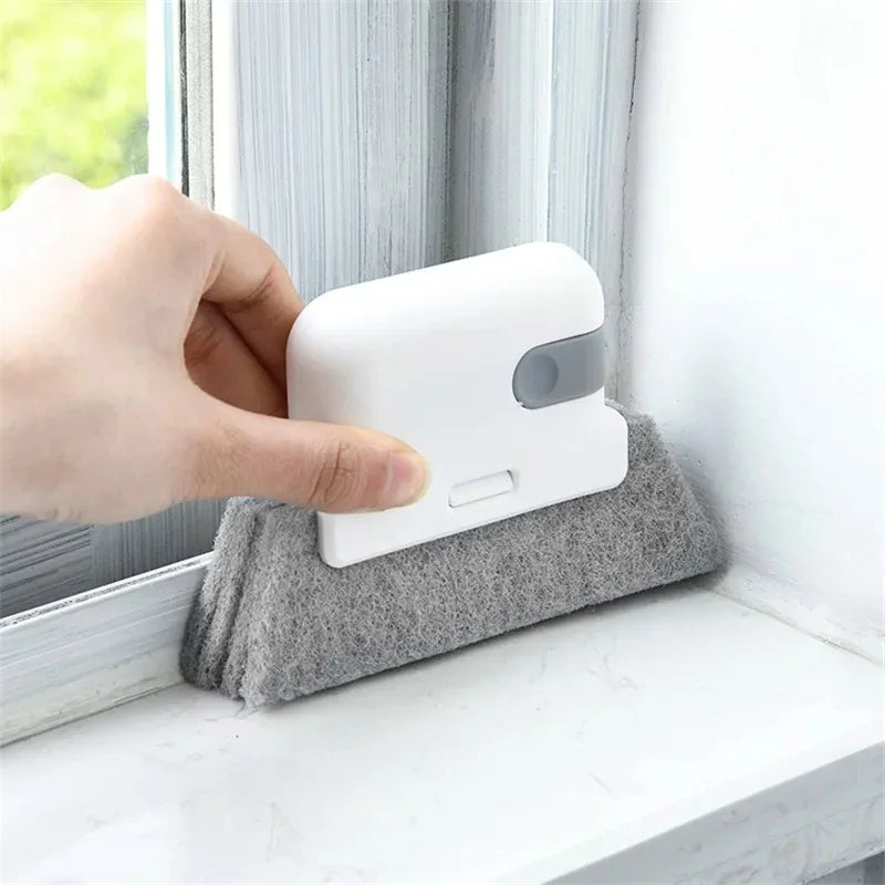 Window rail cleaning brush