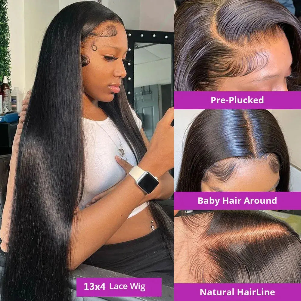 40 42 Inch 13x4 13x6 HD Transparent Bone Straight Lace Front Wigs 250% Brazilian Human Hair Wigs 5x5 Glueless Lace Closure Wigs