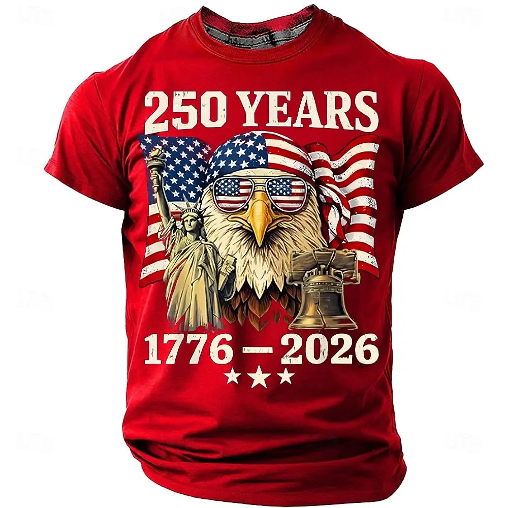 America 250th Birthday Eagle Flag 250 Years 1776-2026 Unisex Men's T-Shirts Casual Style Man Women Tees Vintage Men's Clothing