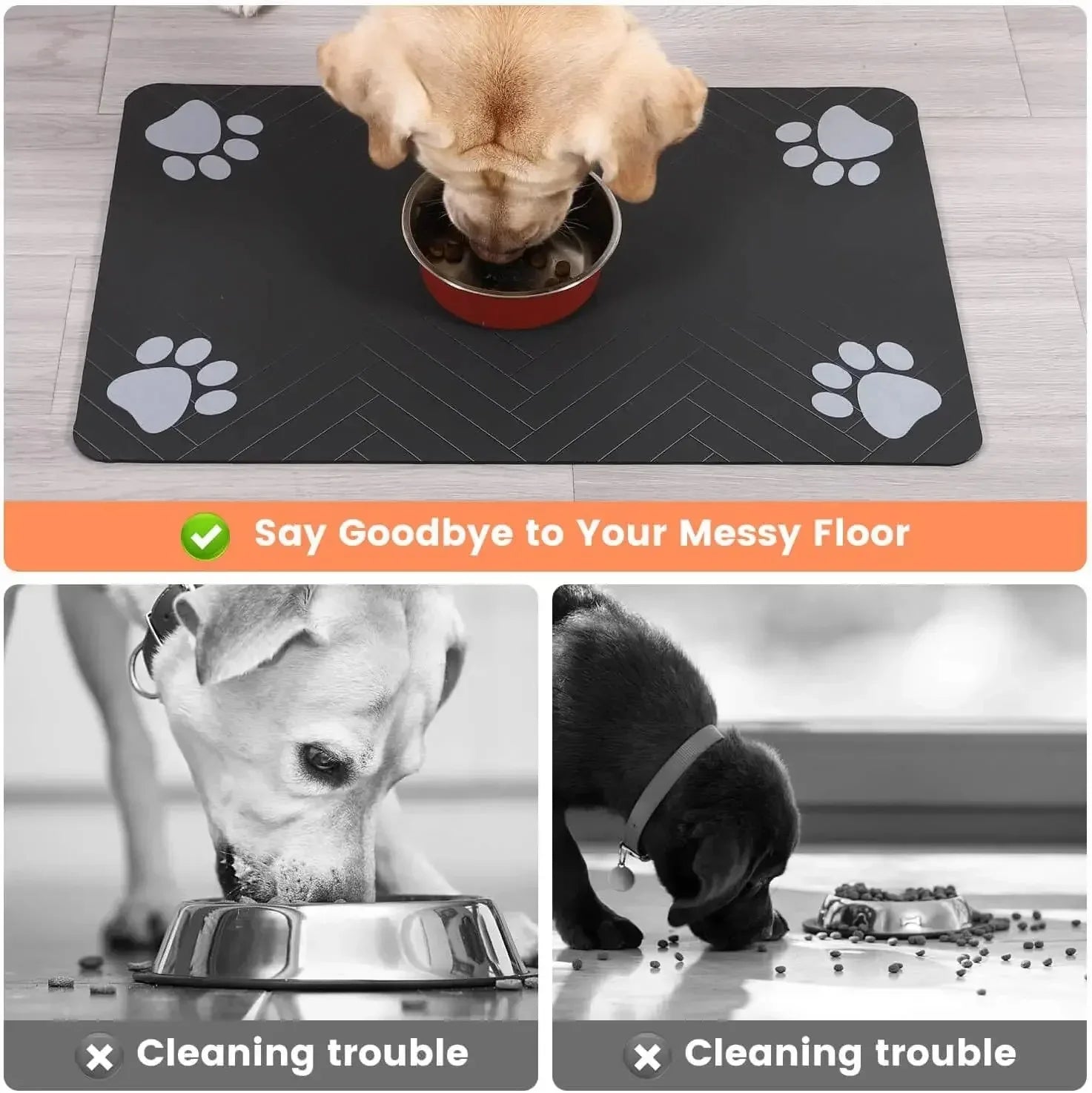 Pet Feeding Mat-Absorbent Pet Placemat Rubber Backing Quick Dry Water Mat for Dog Cat for Food and Water Bowl with Waterproof