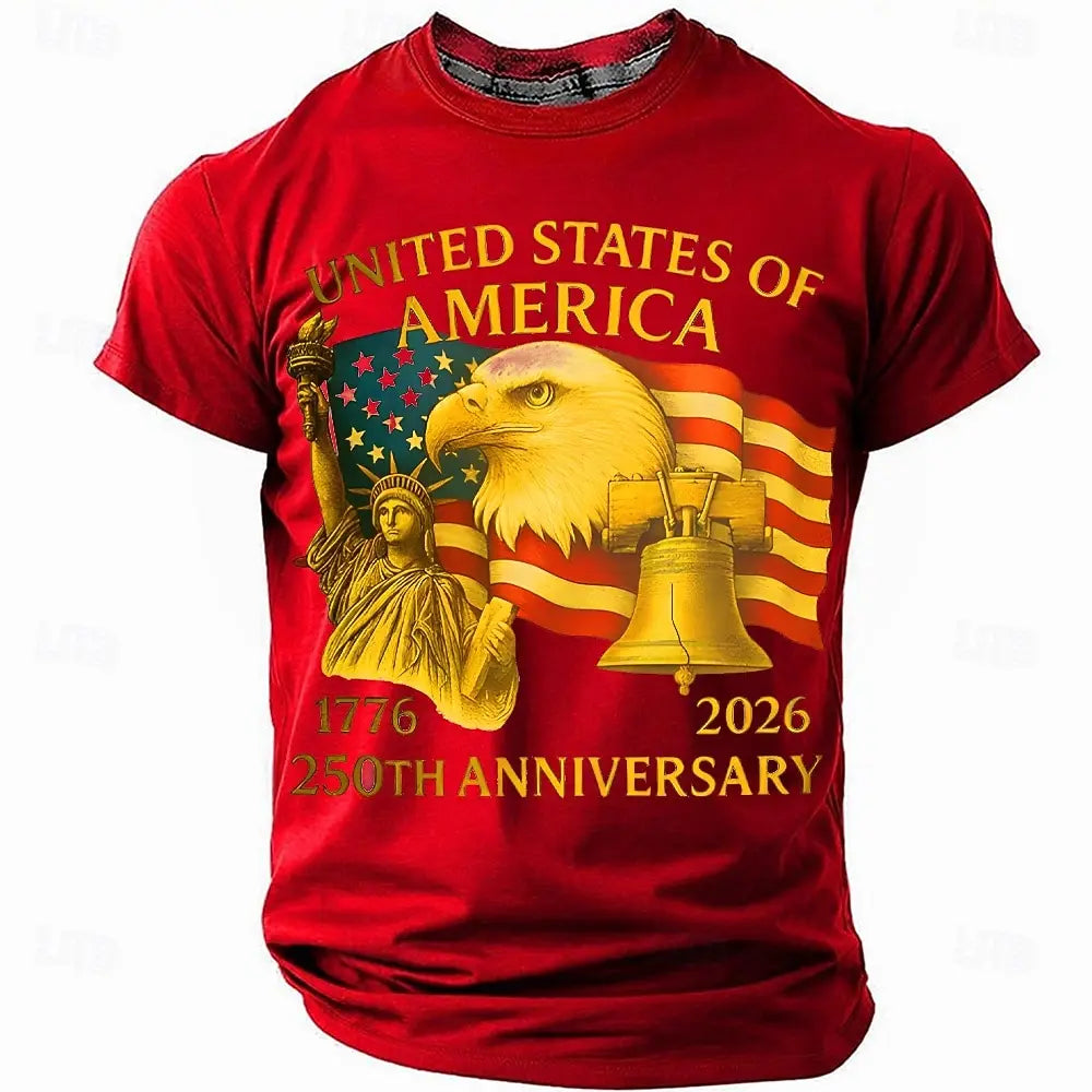 America 250th Birthday Eagle Flag 250 Years 1776-2026 Unisex Men's T-Shirts Casual Style Man Women Tees Vintage Men's Clothing