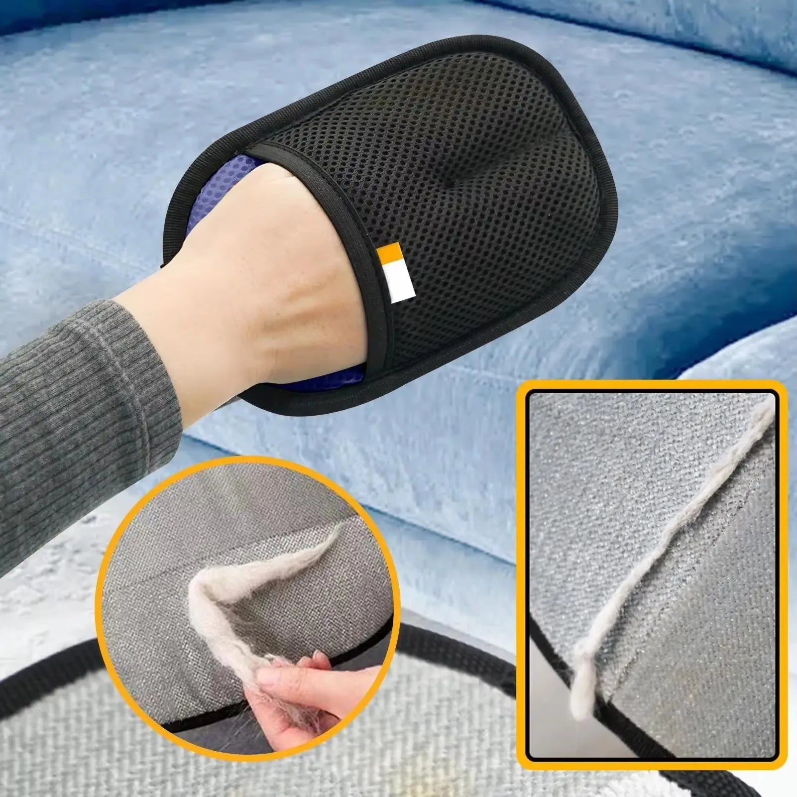 Reusable Double-Sided Pet Hair Removal Glove Anti-Static Grooming Tool for Cats Dogs Soft Brush Mitt for Furniture Carpet Cloth