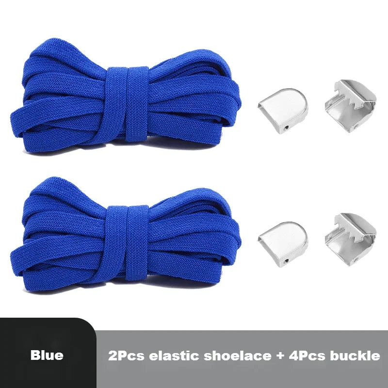 1 Pair Flat Elastic No-Tie Shoe Laces for Sneakers Tennis Shoes Quick Clip-On Shoelaces Accessories for Kids & Adults