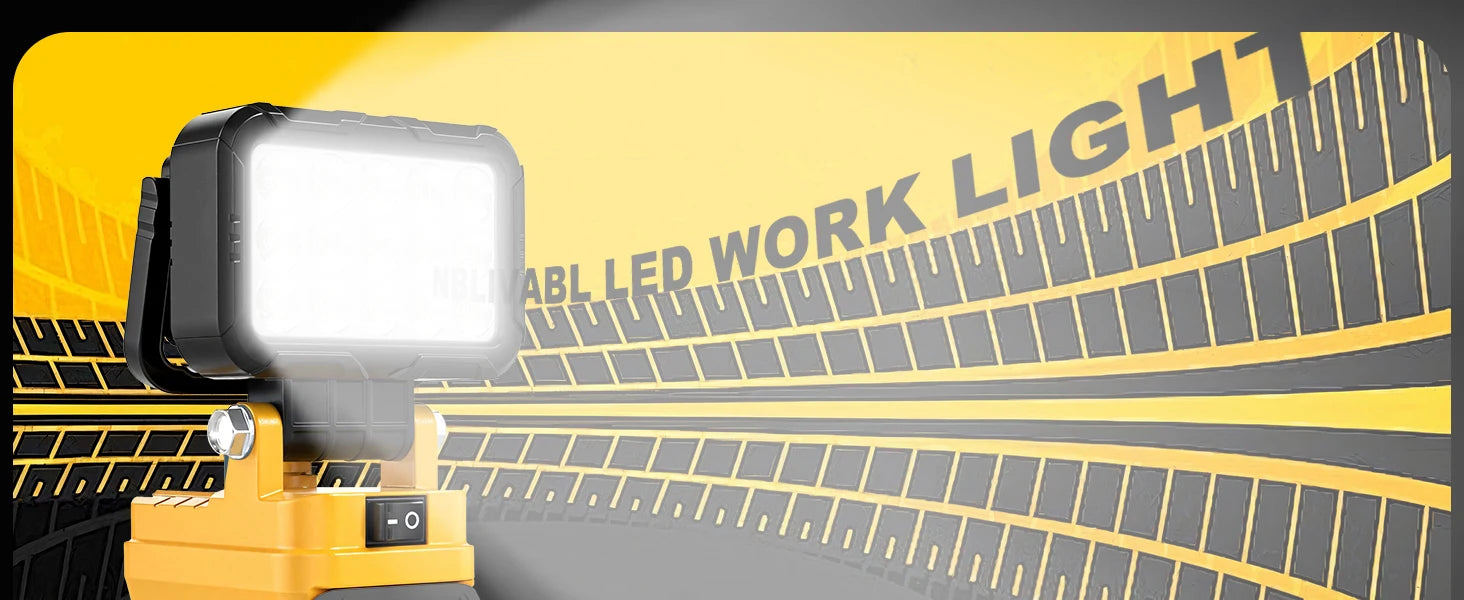 LED Work Light for Dewalt 18V 40W 6000LM, 2 USB Ports, 145° Adjustable Cordless Flood Light (Battery NOT Included)