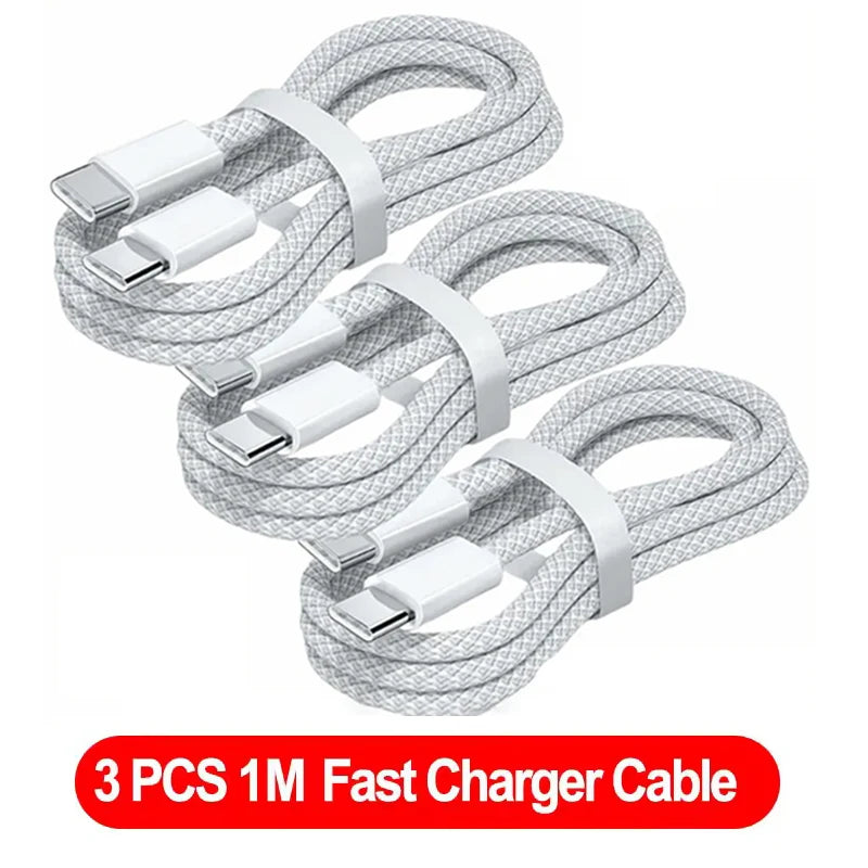 3PCS USB C Cable to USB C 100W Fast Charging Charger Cable Supports Fast Charging For iPhone 16 15 Samsung Xiaomi Huawei Etc