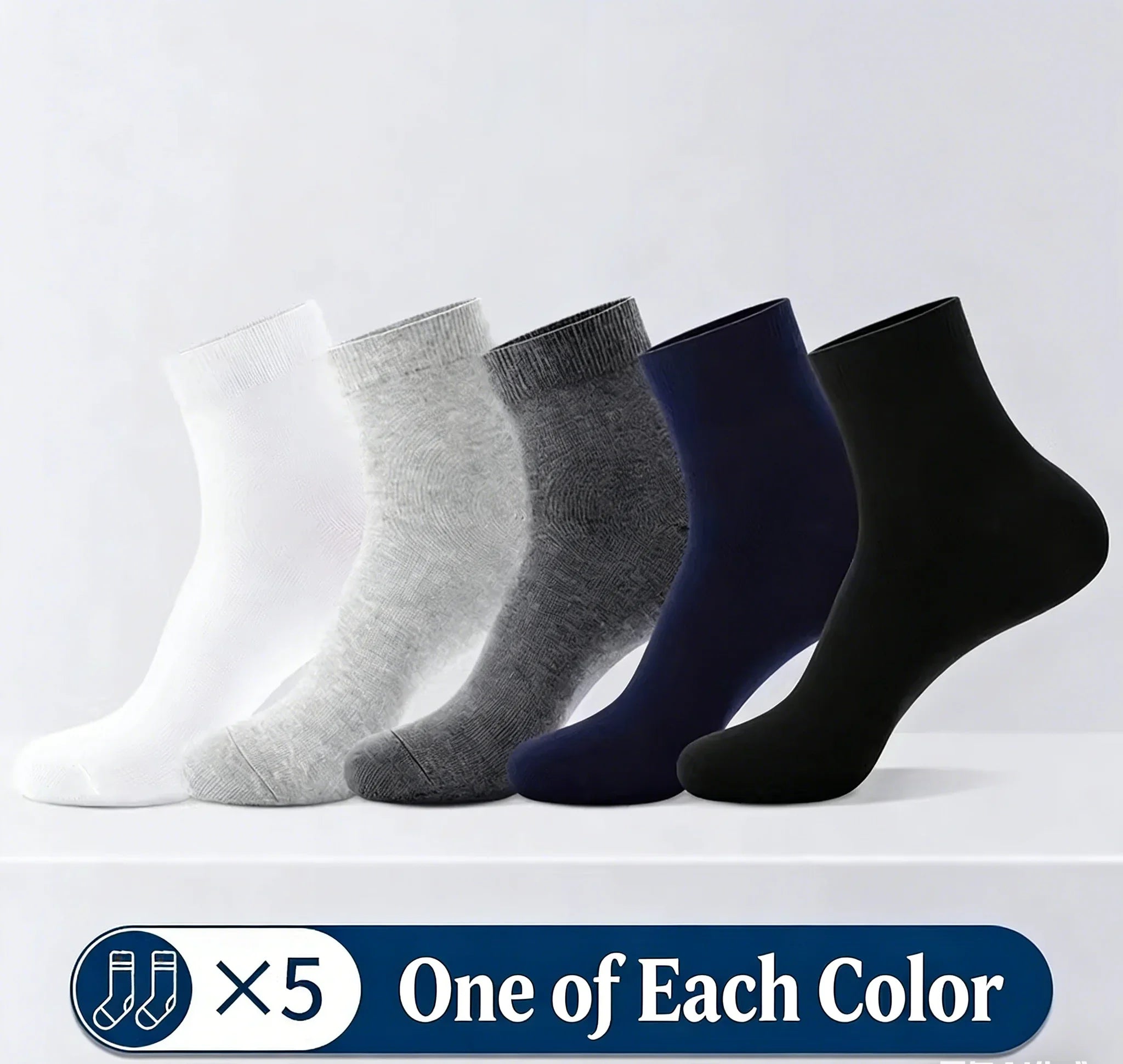 5 pairs of men's mid-calf socks, pure cotton sweat-absorbing odor-resistant autumn/winter business socks for all seasons