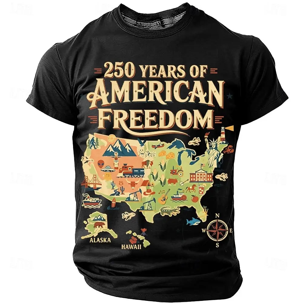 America 250th Birthday Eagle Flag 250 Years 1776-2026 Unisex Men's T-Shirts Casual Style Man Women Tees Vintage Men's Clothing