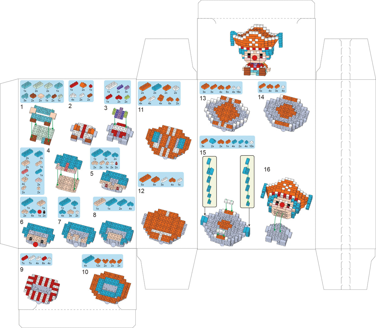 ONE PIECE Sun God Nika Luffy Micro Building Block Chopper Ace Buggy 3D Anime Model Assembly Mini Bricks Figure Toys For Gift