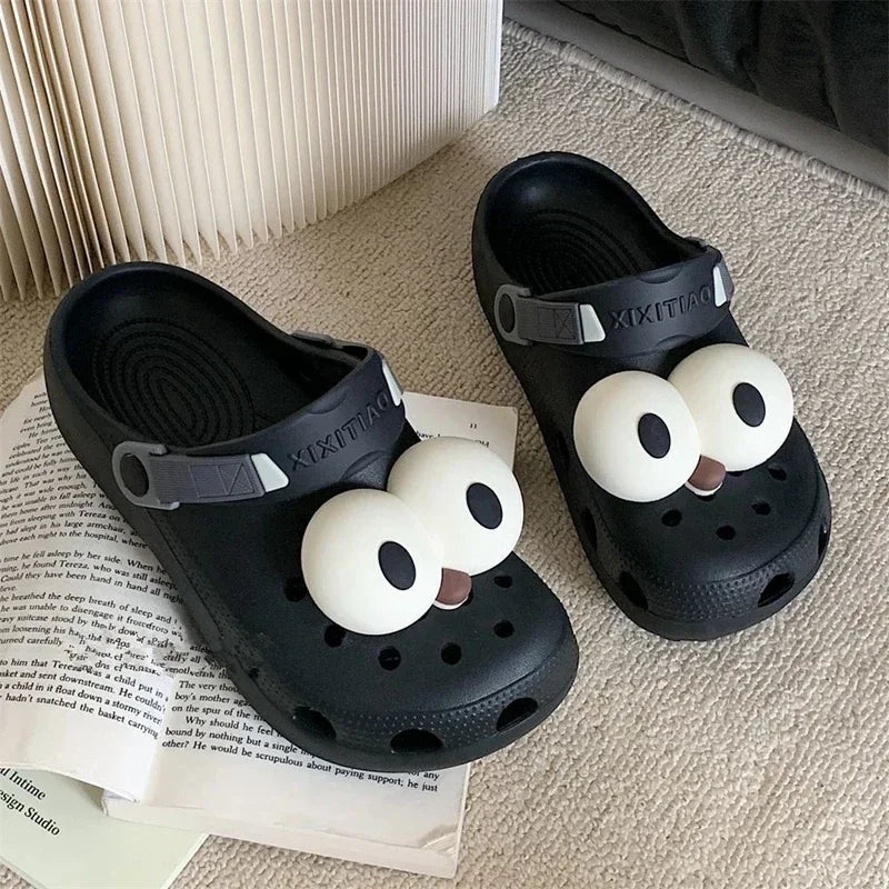 1 Pair Cute Big Eyed Hole Shoe Charms Cartoon Funny Fun Shoes Decoration Kids Adult DIY Shoe Buckles Slipper Accessories Fashion