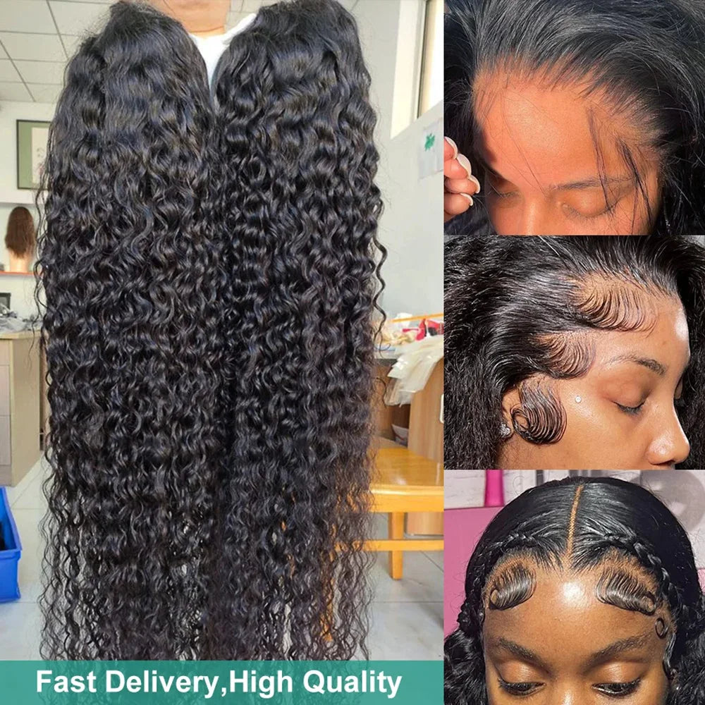 Deep Wave 40 Inch Frontal Wig Transparent 13x4 13x6 HD Lace Frontal Human Hair Wigs Curly Human Hair Lace Frontal Wigs For Women