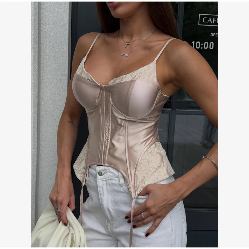 Women Fashion Lace Patchwork Sling Dress Sexy Sleeveless Waist-cinching V-neck Irregular Mini Dresses Summer Lady Party Robe New