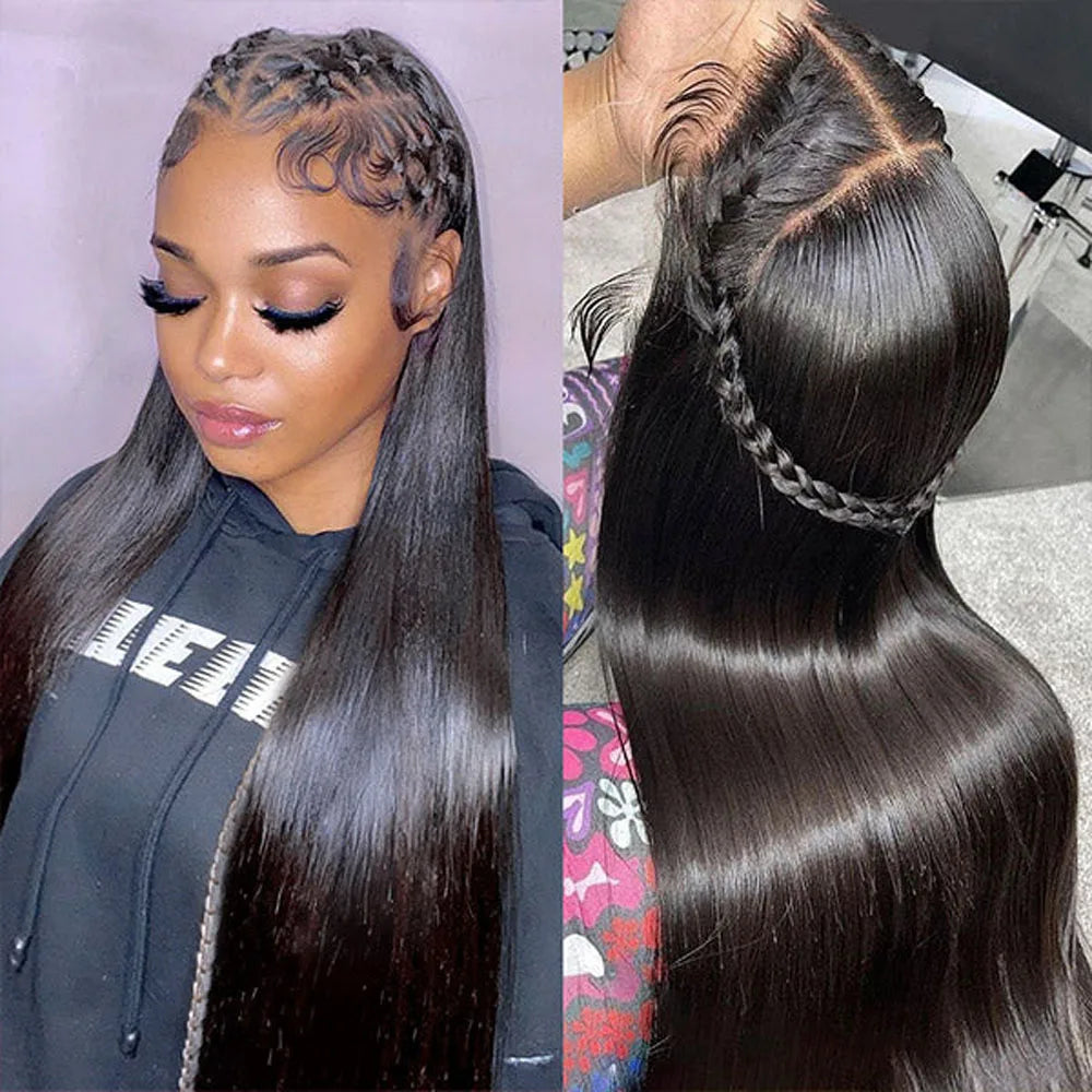 40 Inch Bone Straight Human Hair Wig 13x4 13x6 HD Transparent Lace Wigs Brazilian Full Lace Frontal Wig For Women 250% Density