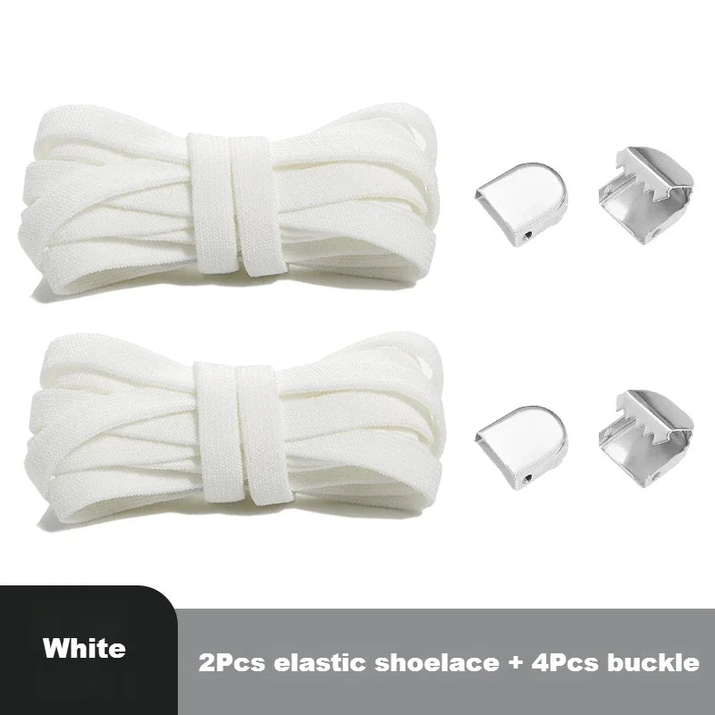 1 Pair Flat Elastic No-Tie Shoe Laces for Sneakers Tennis Shoes Quick Clip-On Shoelaces Accessories for Kids & Adults