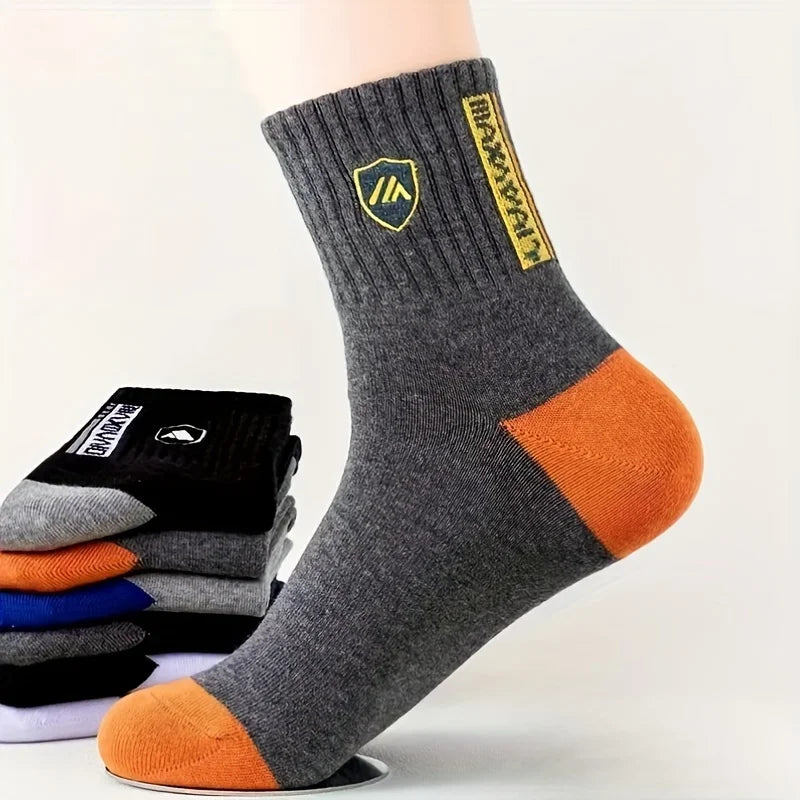 5 Pairs Men's Comfortable Breathable Crew Socks Soft Warm Elastic Sports Socks for Spring Autumn Winter Daily Casual Wear