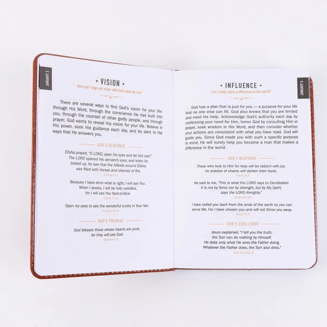 One Minute with God for Men 365 Devotions, Brown Faux Leather Flexcove Books