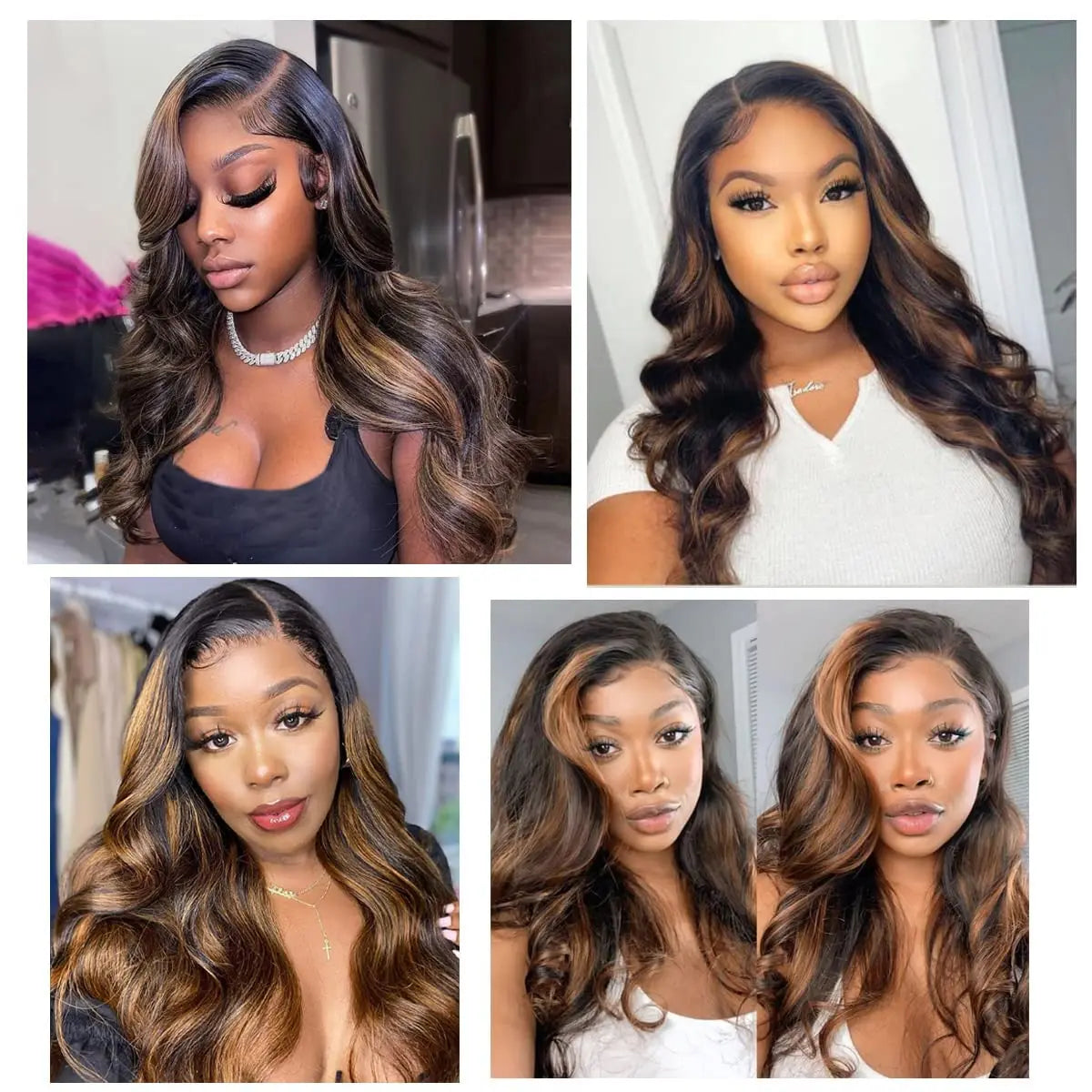 Ombre Highlight 13X6 Body Wave Lace Front Wigs Human Hair 1B/30 Brown Colored HD Transparent Lace Frontal Wigs Pre Plucked 180% Density 30 Inch Balayage Glueless Wig for Women