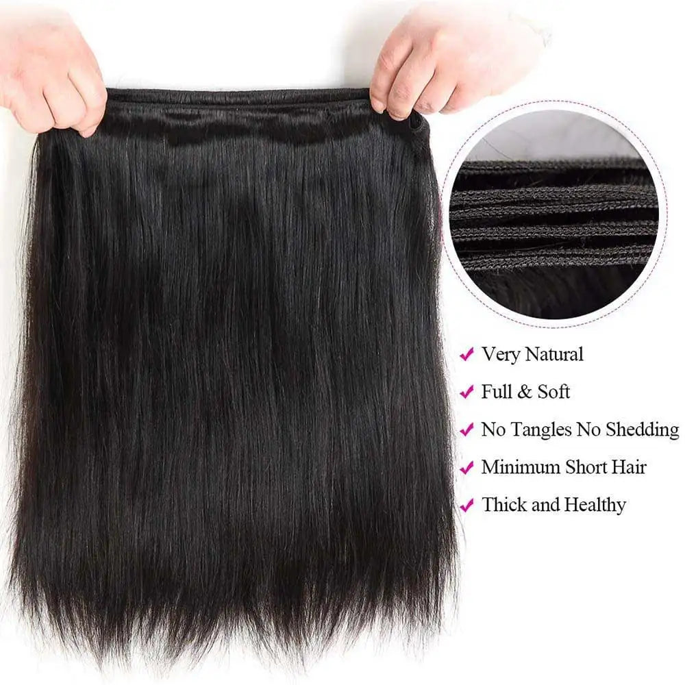 12-42 Inch Bone Straight Human Hair Bundles Brazilian Human Hair Weave Human Hair Long Remy Hair Extension Natural Black
