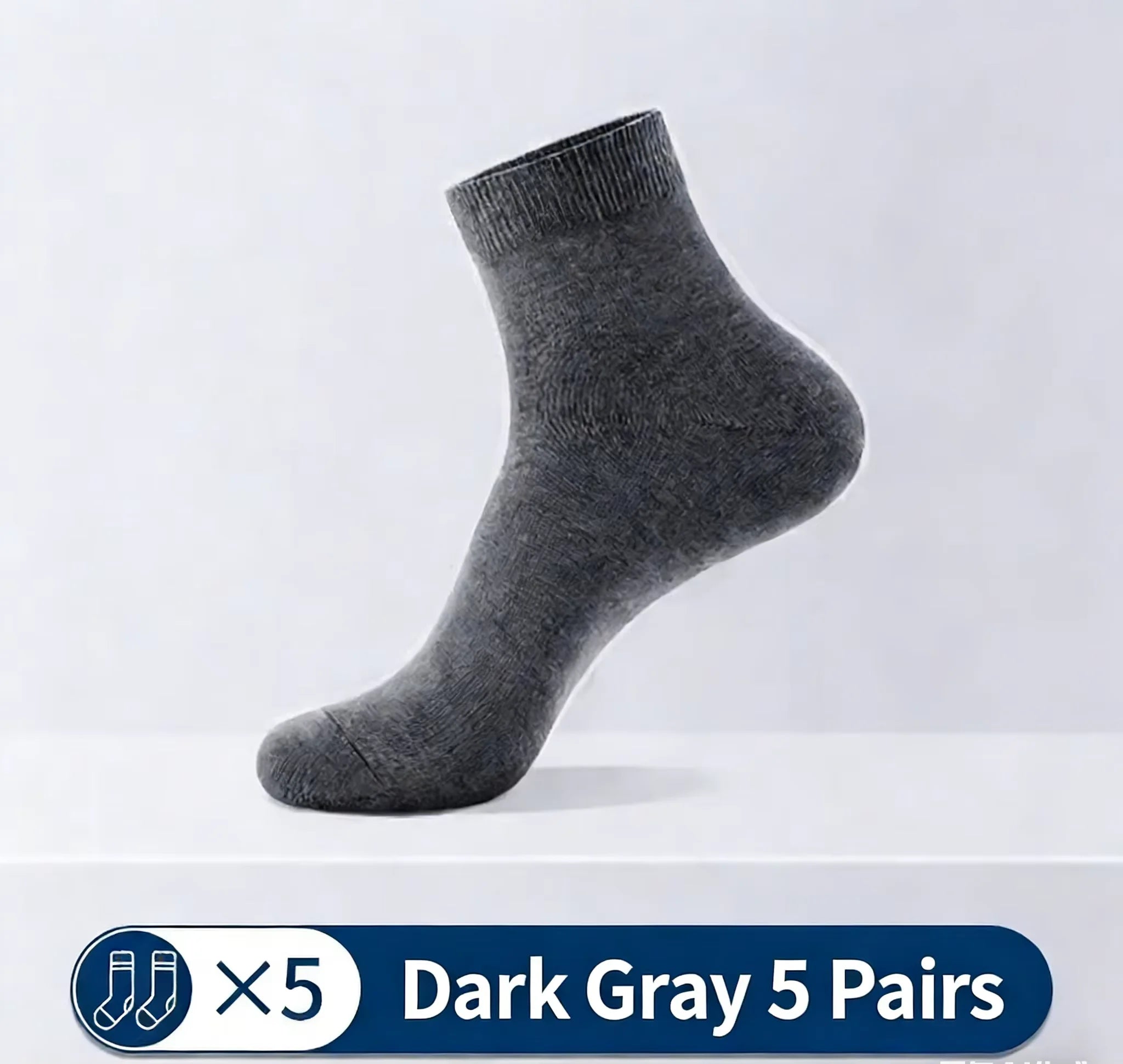 5 pairs of men's mid-calf socks, pure cotton sweat-absorbing odor-resistant autumn/winter business socks for all seasons