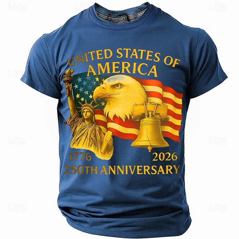 America 250th Birthday Eagle Flag 250 Years 1776-2026 Unisex Men's T-Shirts Casual Style Man Women Tees Vintage Men's Clothing