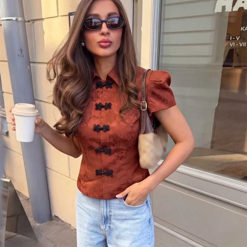 Solid Color Jacquard Glossy Satin Tops Women Chic Stand Collar Single Breasted Slim Fit Short Coats 2026 Lady Daily Outwear New