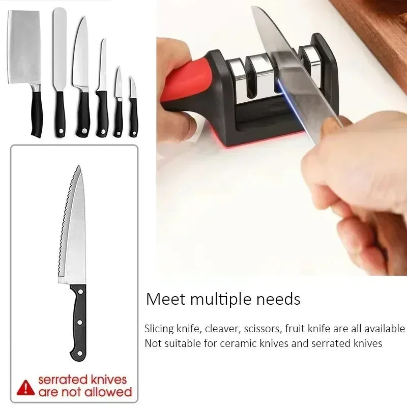 4-Segment Knife Sharpener Knife Sharpeners for Kitchen Knives Stainless Steel Three-Purpose Sharpening Stone for Kitchen Tools