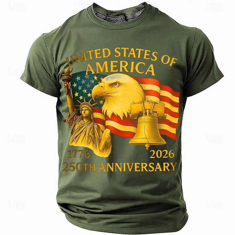 America 250th Birthday Eagle Flag 250 Years 1776-2026 Unisex Men's T-Shirts Casual Style Man Women Tees Vintage Men's Clothing